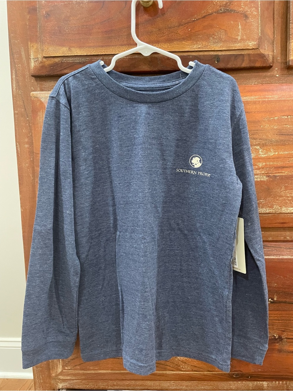 Southern Proper Kids Long-Sleeve Tee in Heather Navy